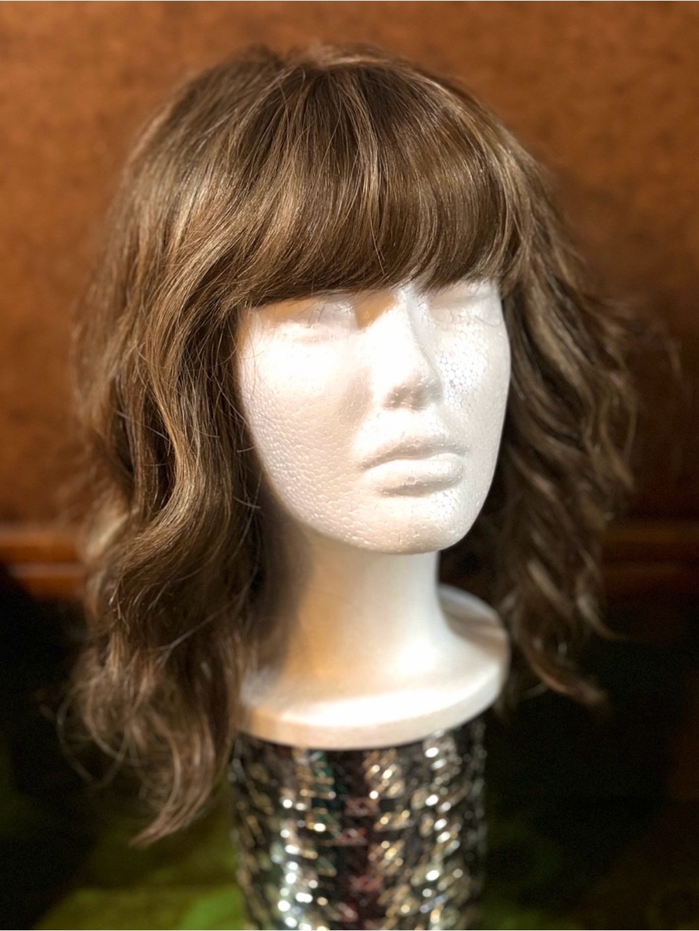 Jon Renau- 100% Modacrylic- Lace Front- Brown Wavy Women's Wig with Bangs-